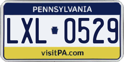 PA license plate LXL0529