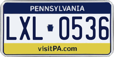PA license plate LXL0536