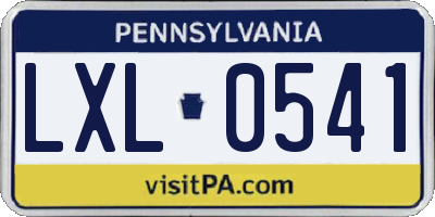 PA license plate LXL0541