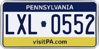 PA license plate LXL0552