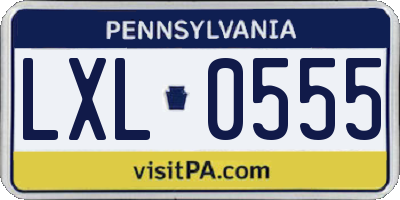 PA license plate LXL0555