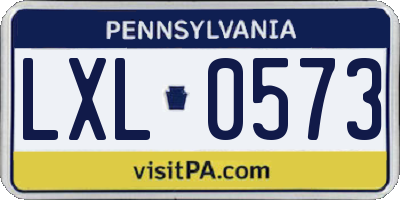 PA license plate LXL0573