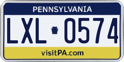 PA license plate LXL0574