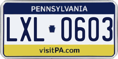 PA license plate LXL0603