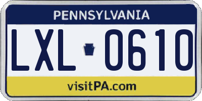 PA license plate LXL0610