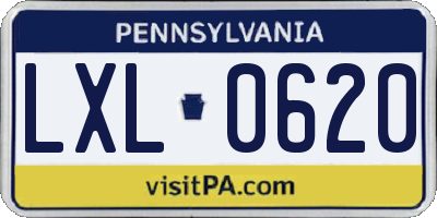 PA license plate LXL0620