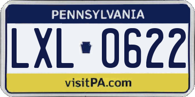PA license plate LXL0622