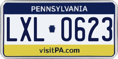 PA license plate LXL0623