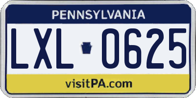 PA license plate LXL0625