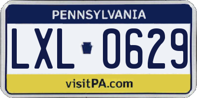 PA license plate LXL0629