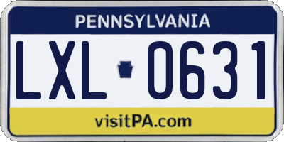 PA license plate LXL0631