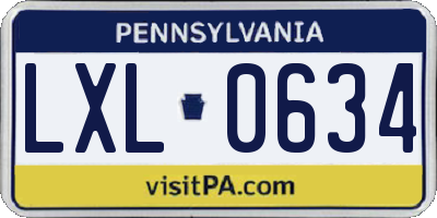 PA license plate LXL0634