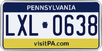 PA license plate LXL0638
