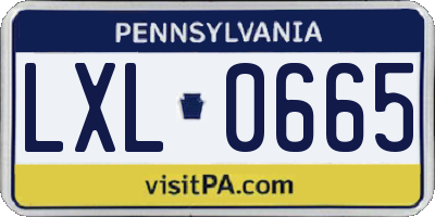 PA license plate LXL0665