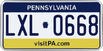 PA license plate LXL0668