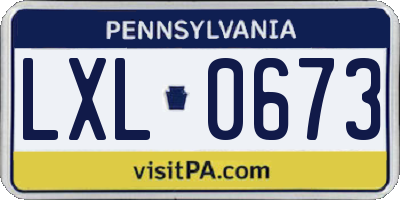 PA license plate LXL0673