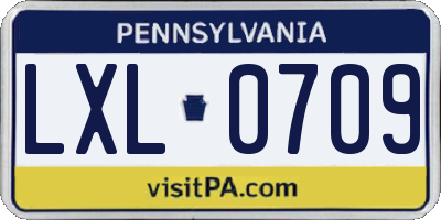 PA license plate LXL0709
