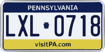 PA license plate LXL0718
