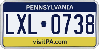 PA license plate LXL0738