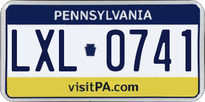 PA license plate LXL0741