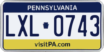 PA license plate LXL0743