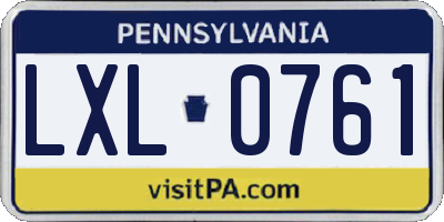 PA license plate LXL0761