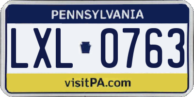 PA license plate LXL0763