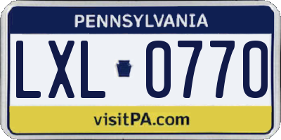 PA license plate LXL0770