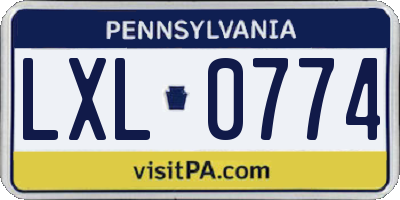 PA license plate LXL0774