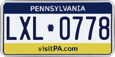 PA license plate LXL0778