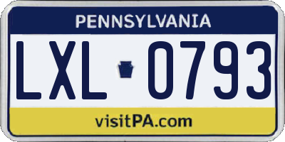 PA license plate LXL0793