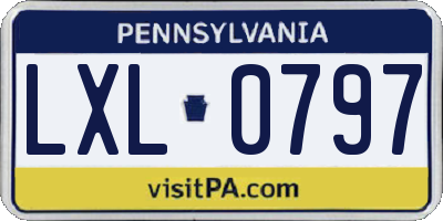 PA license plate LXL0797