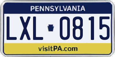 PA license plate LXL0815