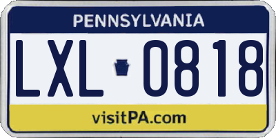 PA license plate LXL0818