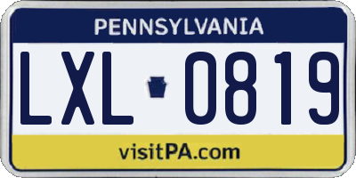 PA license plate LXL0819