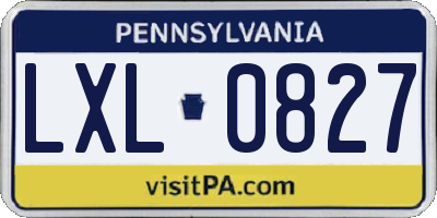 PA license plate LXL0827