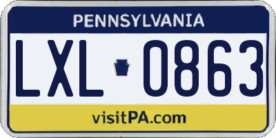 PA license plate LXL0863