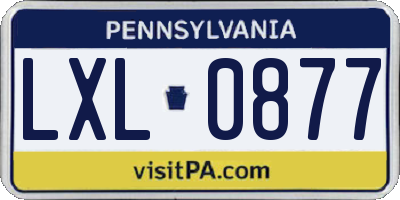 PA license plate LXL0877