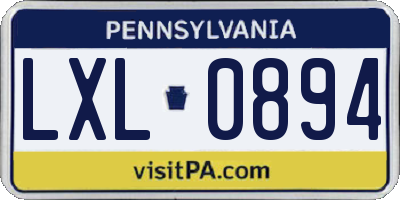 PA license plate LXL0894