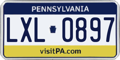 PA license plate LXL0897