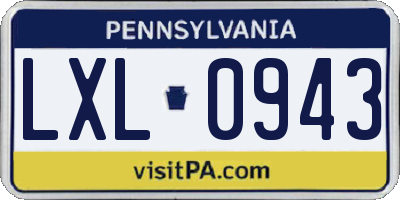 PA license plate LXL0943