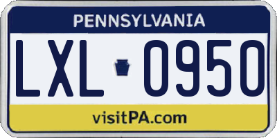 PA license plate LXL0950