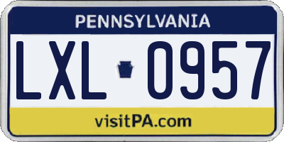 PA license plate LXL0957