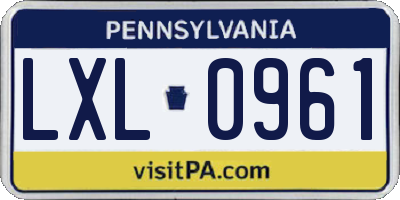 PA license plate LXL0961