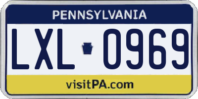 PA license plate LXL0969