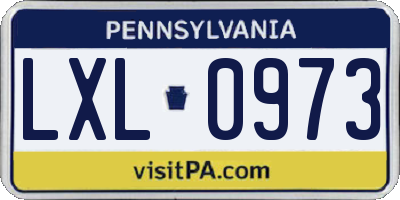 PA license plate LXL0973