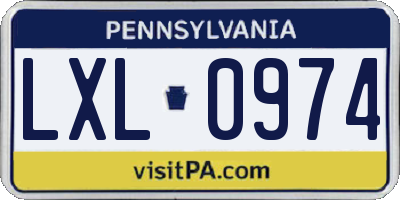 PA license plate LXL0974