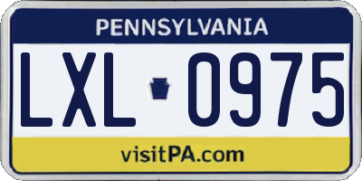 PA license plate LXL0975