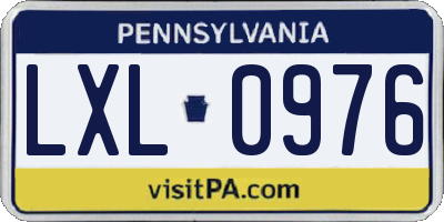 PA license plate LXL0976