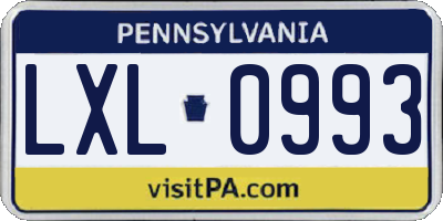 PA license plate LXL0993
